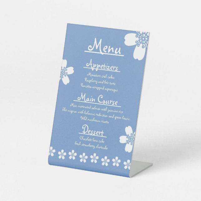 Charming Sakura in Periwinkle Pedestal Sign (Front)