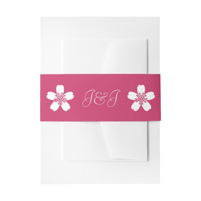 Charming Sakura in Raspberry Invitation Belly Band (Front Example)