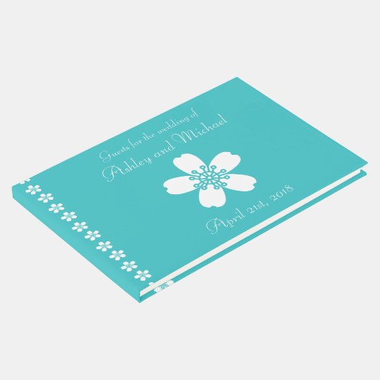 Charming Sakura in Turquoise Guest Book