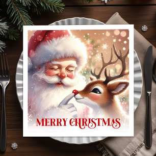 Charming Santa Rudolph Holiday Napkins Christmas