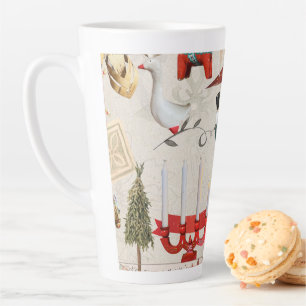 Charming Scandinavian Folk Christmas  Latte Mug