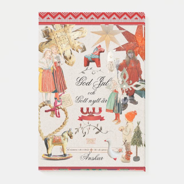 Charming Scandinavian Folk Christmas Wallpaper – V Post-it Notes (Front)