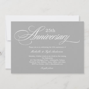 Charming Script Anniversary Invitation - Silver