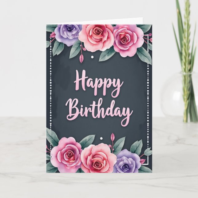 Charming Script Birthday Card (Front)