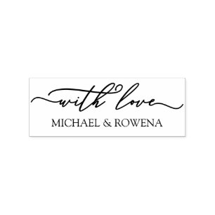 Charming Script With Love Your Names Rubber Stamp