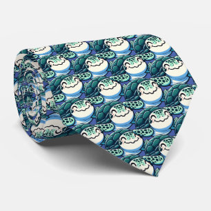 Charming Sea Turtle - aquatic, cute, cartoon Tie
