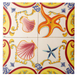 Charming Seashells and Starfish Tile