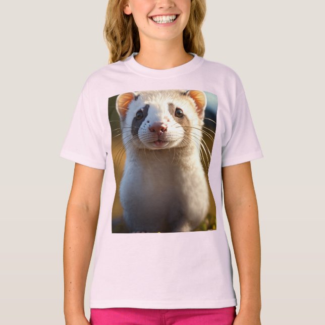 Charming Silver Ferret Kids’ Basic T-Shirt (Front)