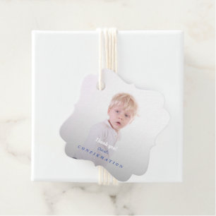 Charming Simple Boy Photo Confirmation Favour Tags