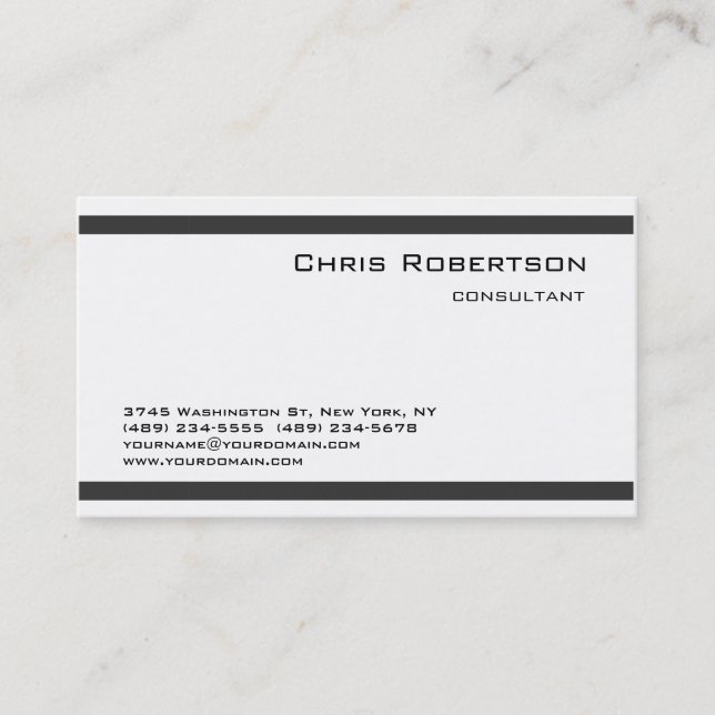 Charming Simple Grey Carte de visite blanc (Devant)