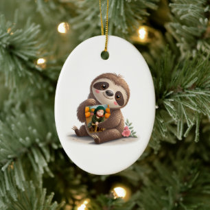 Charming Sloth Ceramic Ornament
