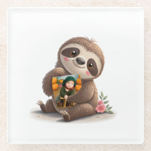 Charming Sloth Glass Coaster