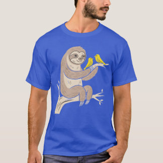 Charming Sloth with Birds on aree Branch friend T-Shirt