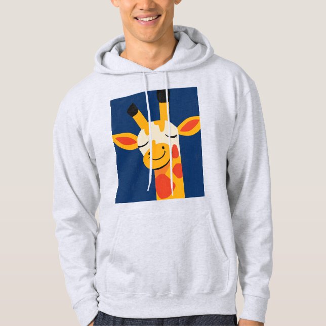 Charming Smiling Giraffe – Playful Joyful Portrait Hoodie (Front)