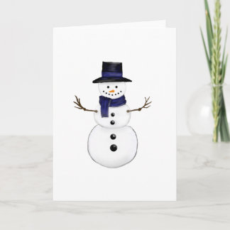 Charming Snowman Blue Scarf and Matching Top Hat Card