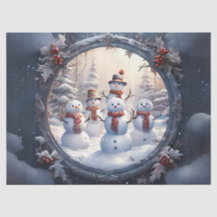 Charming Snowman Family Decoupage Craft Paper