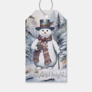 Charming Snowman Watercolor Winter Forest Gift Tags