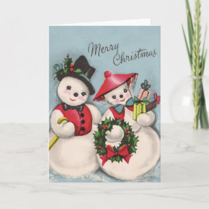 Charming Snowmen Couple Holiday Card