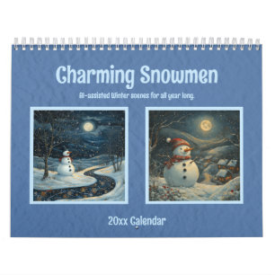 Charming Snowmen Winter Scenes AI-assisted Images Calendar
