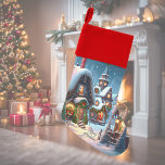 Charming snowy Christmas village  Christmas Stocking<br><div class="desc">This charming Christmas Stockin features a snowy village with Christmas decorated houses at night. Streets and roofs are thickly covered with snow,  windows are brightly lit,  Christmas decorations consist of fir trees and red Christmas tree balls.  Wonderful decor and gift for your family,  friends and more! Customizable.</div>
