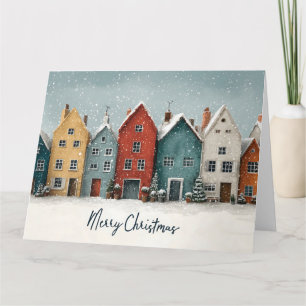 Charming Snowy Village "Merry Christmas" Card