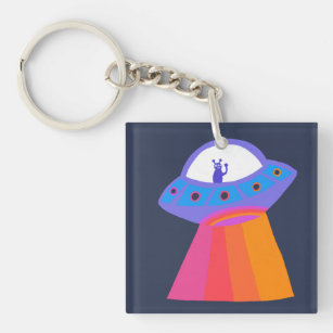 Charming Space Aliens Martians UFO Cute Keychain