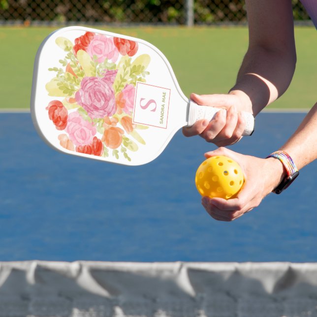 Charming Spring Pastel Floral Watercolor Art Pickleball Paddle (Insitu)