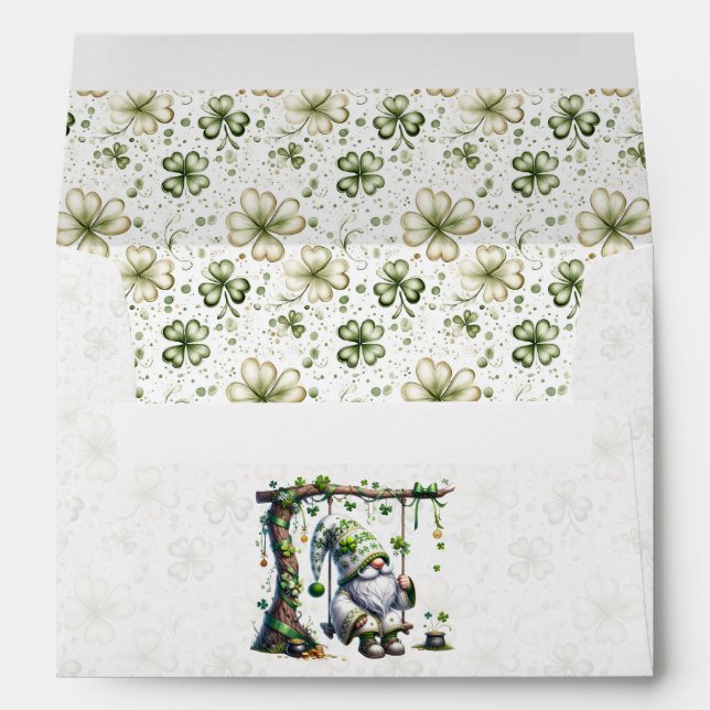 Charming St. Patrick’s Day Gnome and Clovers Envelope (Back (Bottom))