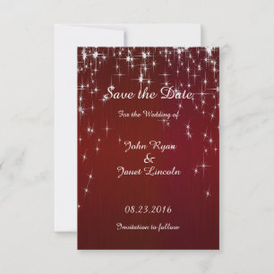 Charming Star Struck Wedding   Burgundy Red Save The Date