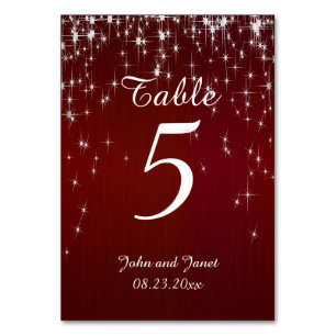 Charming Star Struck Wedding   Burgundy Red Table Number