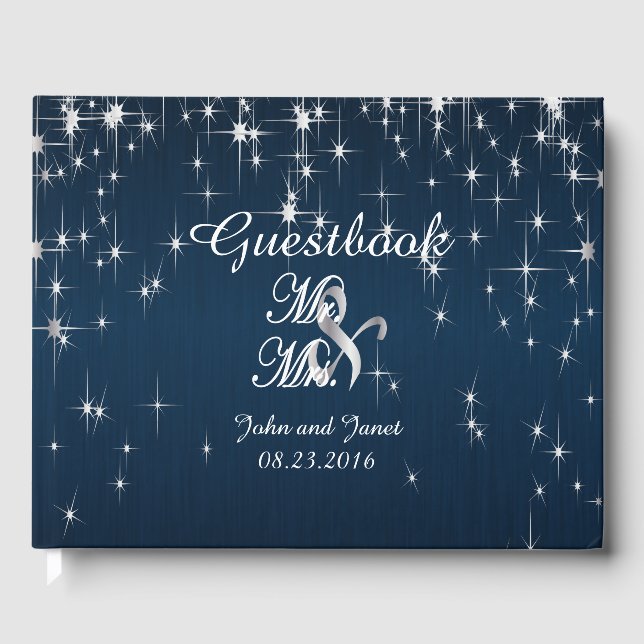 Charming Star Struck Wedding Guest Book (Front)