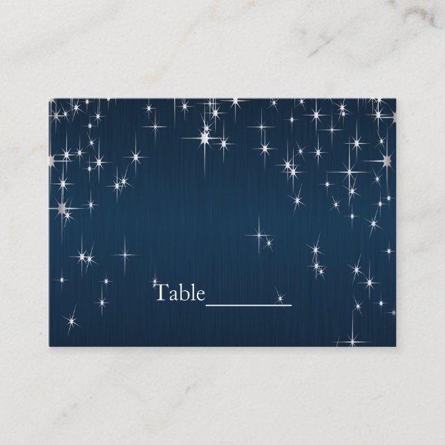 Charming Star Struck Wedding | Navy Blue Place Card (Front)