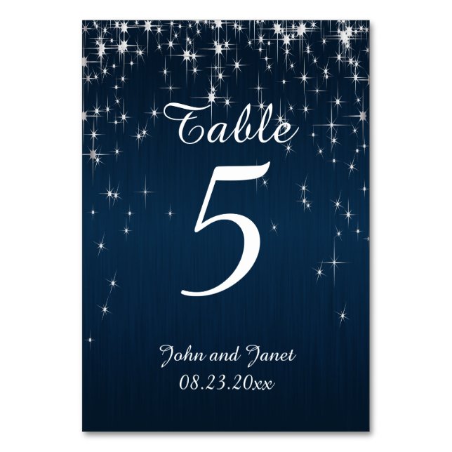 Charming Star Struck Wedding | Navy Blue Table Number (Front)