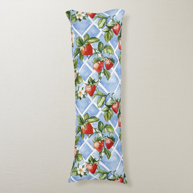 Charming Strawberry & Leaf Pattern – Vintage (2) Body Pillow (Front Vertical)