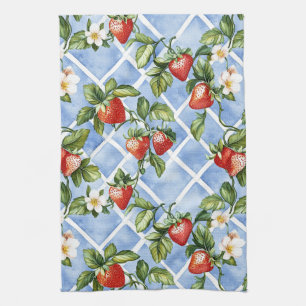 Charming Strawberry & Leaf Pattern – Vintage (2) Kitchen Towel