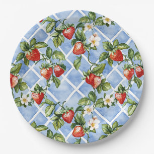 Charming Strawberry & Leaf Pattern – Vintage (2) Paper Plate
