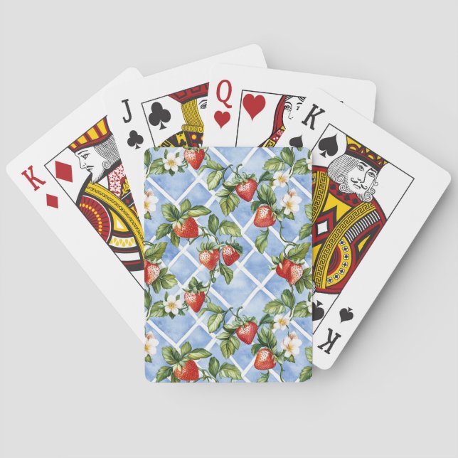 Charming Strawberry & Leaf Pattern – Vintage (2) Playing Cards (Back)