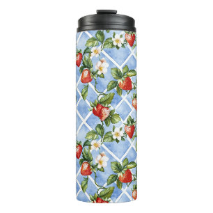 Charming Strawberry & Leaf Pattern – Vintage (2) Thermal Tumbler