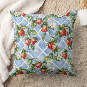 Charming Strawberry & Leaf Pattern – Vintage (2) Throw Pillow