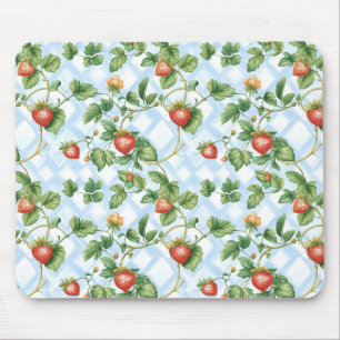 Charming Strawberry & Leaf Pattern – Vintage Mouse Pad