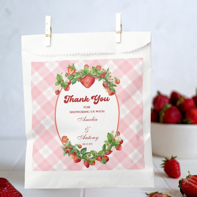Charming Strawberry Pink Baby Shower Favour Bag (Creator Uploaded)