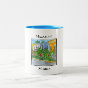 Charming Streets of Old Town Mazatlan Two-Tone Coffee Mug