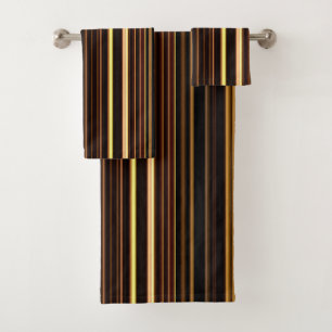 Charming Stripe Yellow Brown Bath Towel Set