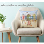 Charming Summertime Shore Beach Monogram  Throw Pillow<br><div class="desc">Enjoy this fun and colourful beach scene -- relax and be there whenever you wish. Your choice of cotton, polyester or outdoor materials. Just add your monogram to the beach bag or delete and you can decide to change "summer days" to your own personal theme. Any design questions or special...</div>
