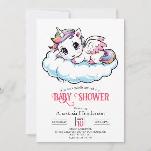 Charming Sweet Unicorn Baby Shower Invitation