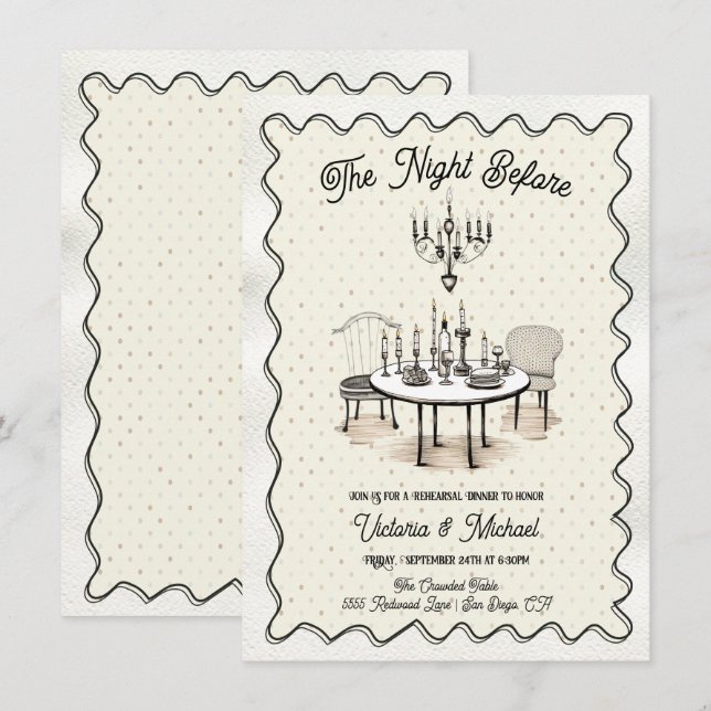 Charming The Night Before Rehearsal Dinner Invitation (Front/Back)