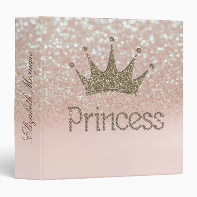 Charming ,Tiara, Princess, Glitter Bokeh Binder (Front/Spine)