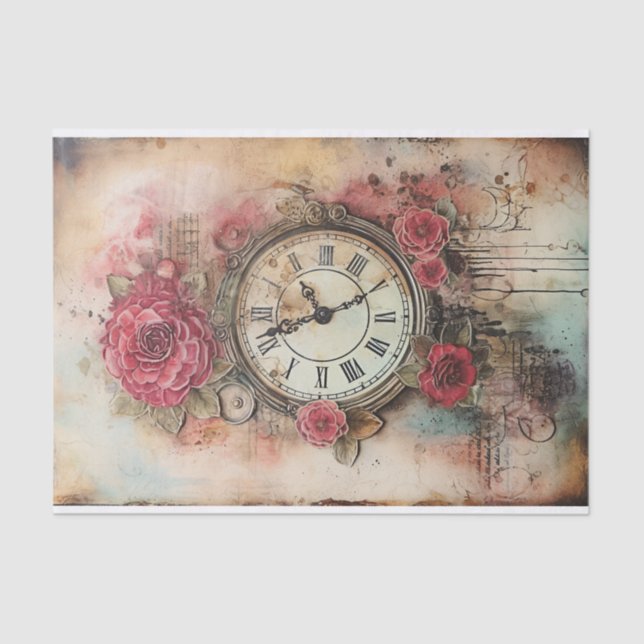 Charming Timepiece Mixed Media Tissue Paper (Front)