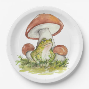 Charming Toad Under Mushroom Paper Plate