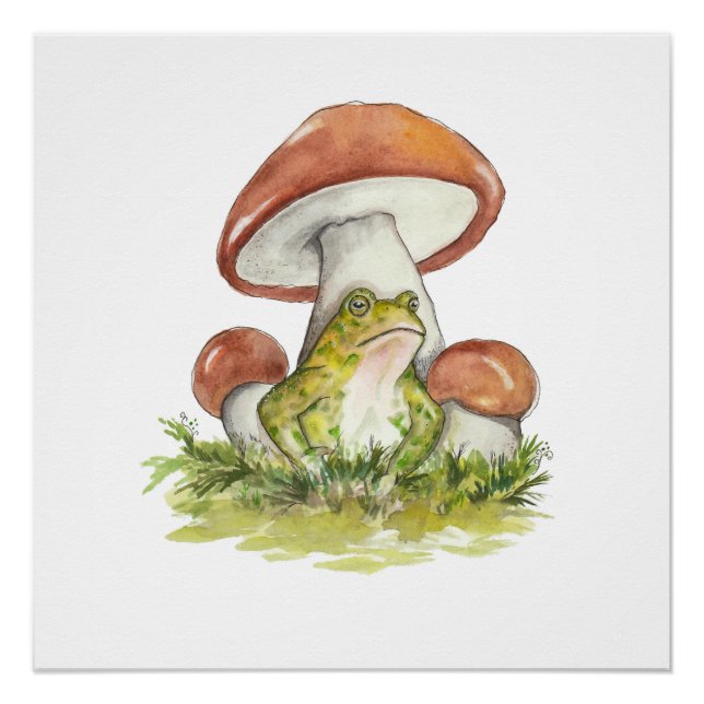 Charming Toad Under Mushroom Poster (Front)